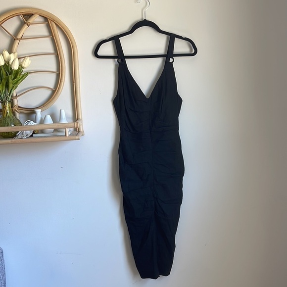 Bec + Bridge Black Linen Ruched Dress - Picture 1 of 9